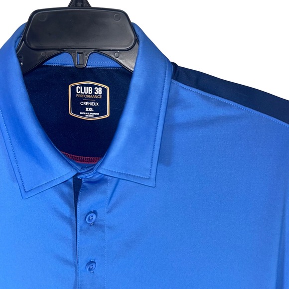Club 38 Cremieux Performance Blue Polo Shirt Mens XXL Short Sleeve Golf Casualx - Picture 4 of 11